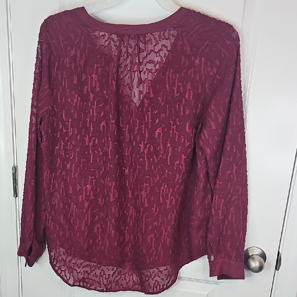 Rose & Olive Burgundy Textured Blouse - Picture 3 of 9